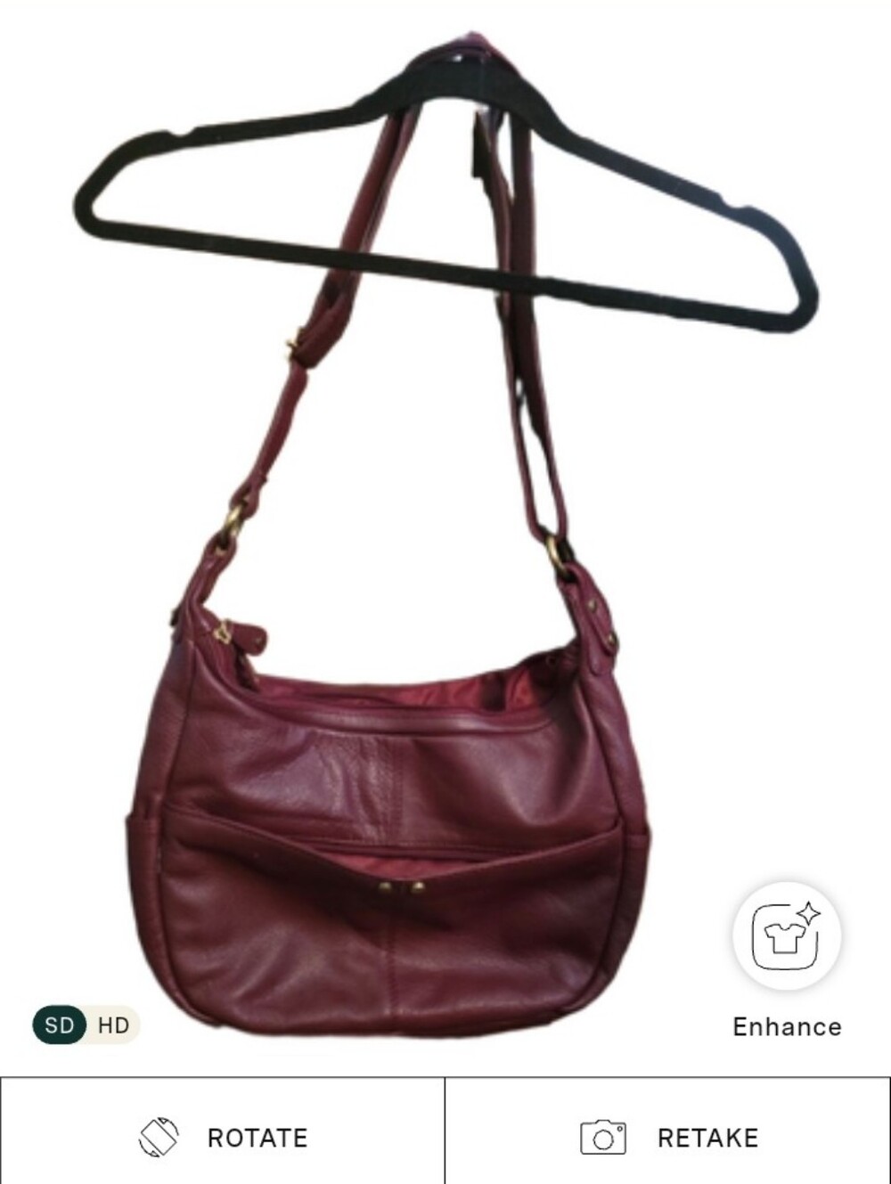 Burgundy Leather Bag Shoulder To Cross Body Bag Of Many Pockets